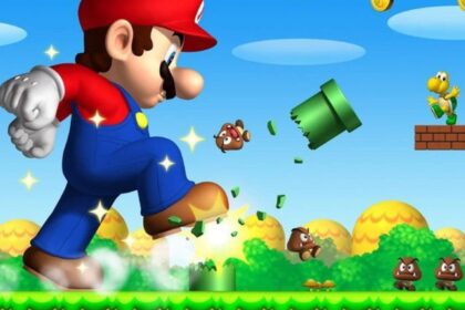 Big Mario stomping in Super Mario Bros