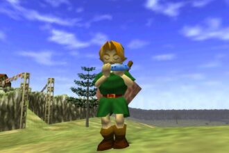 Link bashing out hit after hit on his trusty ocarina