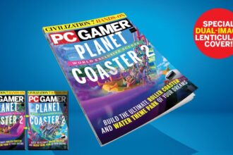 PC Gamer magazine's new issue, featuring a special collectible lenticular cover, is on sale now: Planet Coaster 2