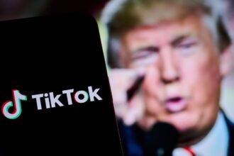 The TikTok app with Donald Trump ranting behind it.