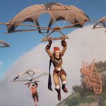 Lost Skies - in-game characters gliding on primitive parachutes