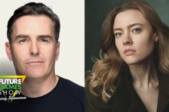 Nolan North and Jennifer English, who will be hosting the Future Games Show's Spring Showcase.