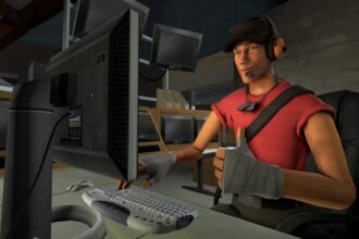 Valve soldier man on a pc.