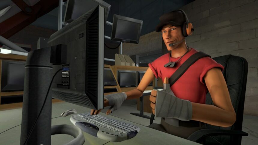 Valve soldier man on a pc.