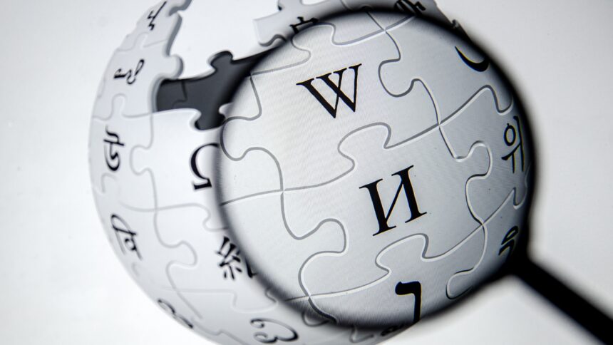 Logo of Wikipedia is seen in Ankara, Turkey on November 30, 2019.