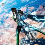 Eve from Stellar Blade aiming two huge guns