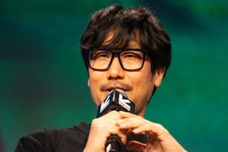 Hideo Kojima appears during the Hideo Kojima Presents &quot;Death Stranding 2: On the Beach&quot; panel during SXSW at Austin Convention Center during SXSW 2025 on March 09, 2025 in Austin, Texas.