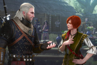 Geralt and Shani chat in The Witcher 3: Hearts of Stone.